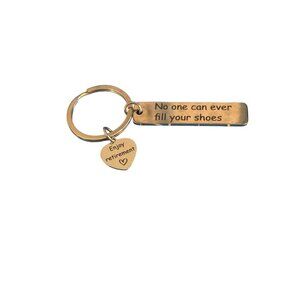 Silver Tone Retirement Keychain Heart Engraved Bar No One Ever Fill Your Shoes